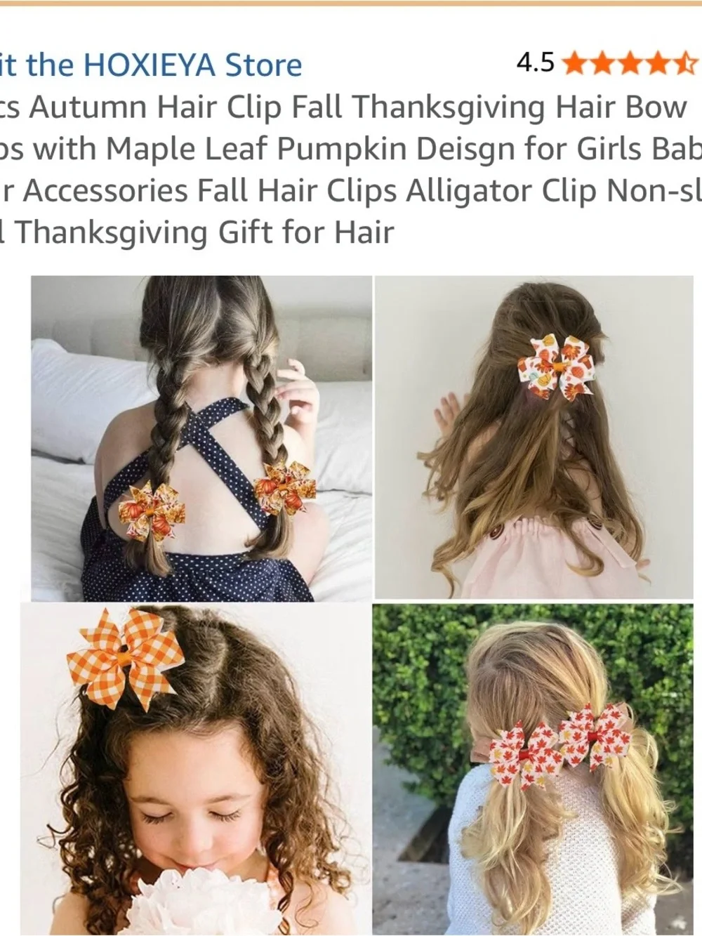 Autumn Pumpkin & Maple Leaf Hair Bows - 6 Pack